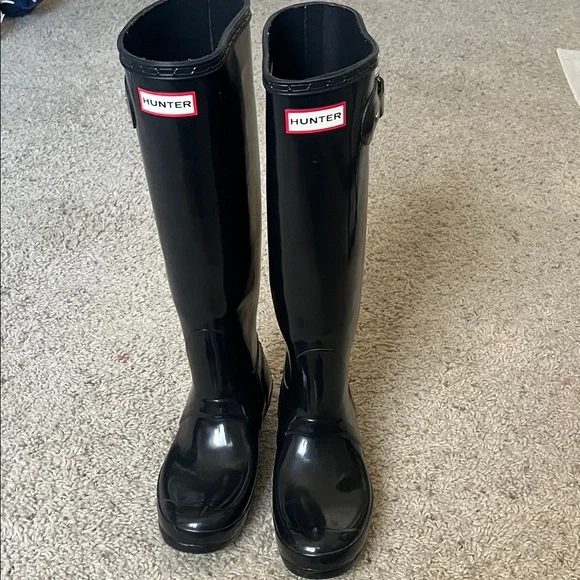 Hunter Glossy Black Tall Boots - Picture 1 of 6